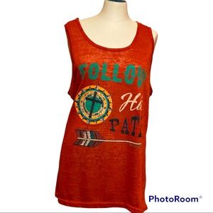 SOUTHERN GRACE burnt orange plus-size Follow His Path tank 2xl